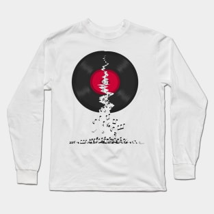 Broken LP Vinyl Record Spilling Notes Long Sleeve T-Shirt